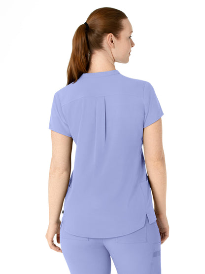 Women's Four-Pocket Mandarin Collar Scrub Top - 6734 - Ceil Blue