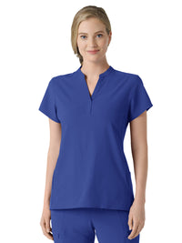 Women's Four-Pocket Mandarin Collar Top - 6734 - Galaxy Blue