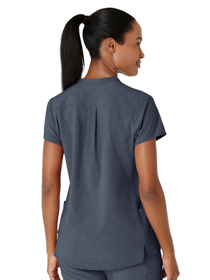 Women's Four-Pocket Mandarin Collar Scrub Top - 6734 - Navy Heather