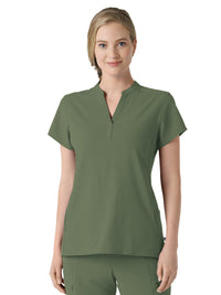 Women's Four-Pocket Mandarin Collar Top - 6734 - Olive