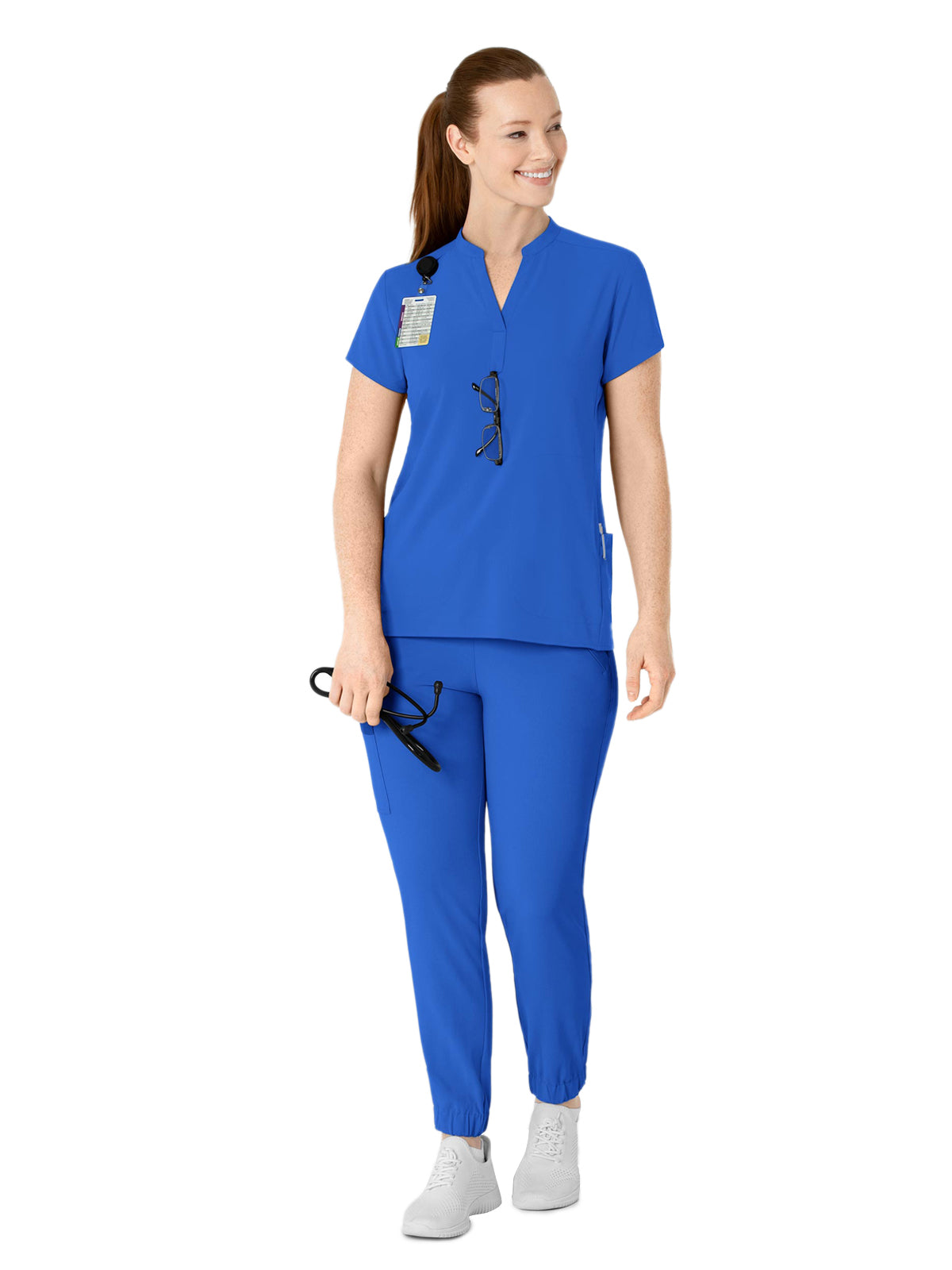 Women's Four-Pocket Mandarin Collar Scrub Top - 6734 - Royal