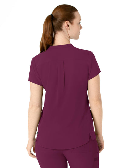 Women's Four-Pocket Mandarin Collar Scrub Top - 6734 - Wine