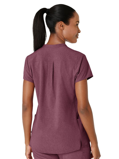 Women's Four-Pocket Mandarin Collar Scrub Top - 6734 - Wine Heather