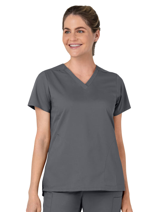 Women's Two-Pocket Slash Pocket V-Neck Scrub Top - 6751 - Pewter