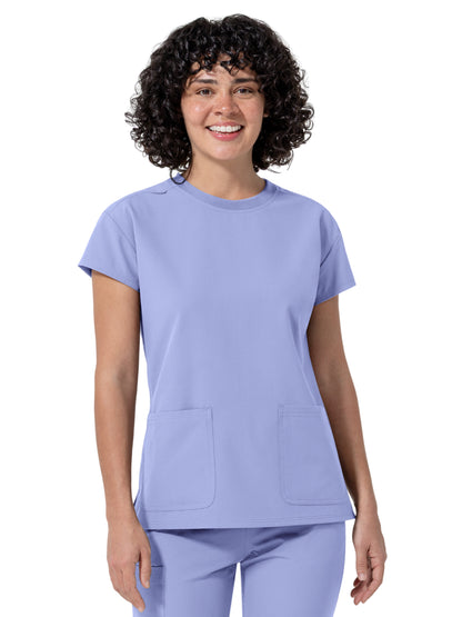 Women's Two-Pocket Cap Sleeve Crew Neck Scrub Top - 6780 - Ceil Blue