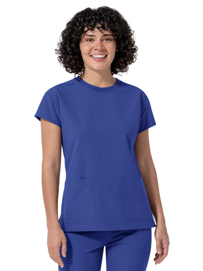 Women's Two-Pocket Cap Sleeve Crew Neck Scrub Top - 6780 - Galaxy Blue