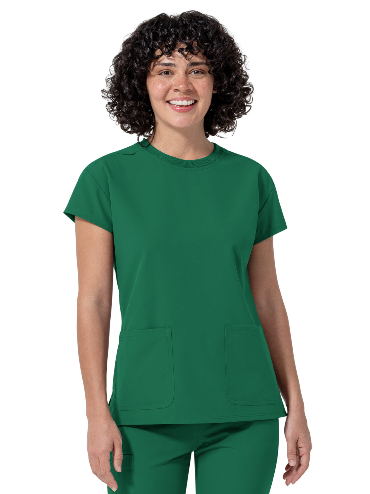 Women's Two-Pocket Cap Sleeve Crew Neck Scrub Top - 6780 - Hunter