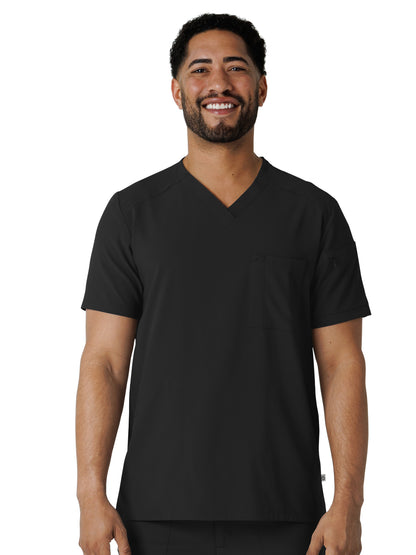 Men's V-Neck 5-Pocket Scrub Top - 6834 - Black