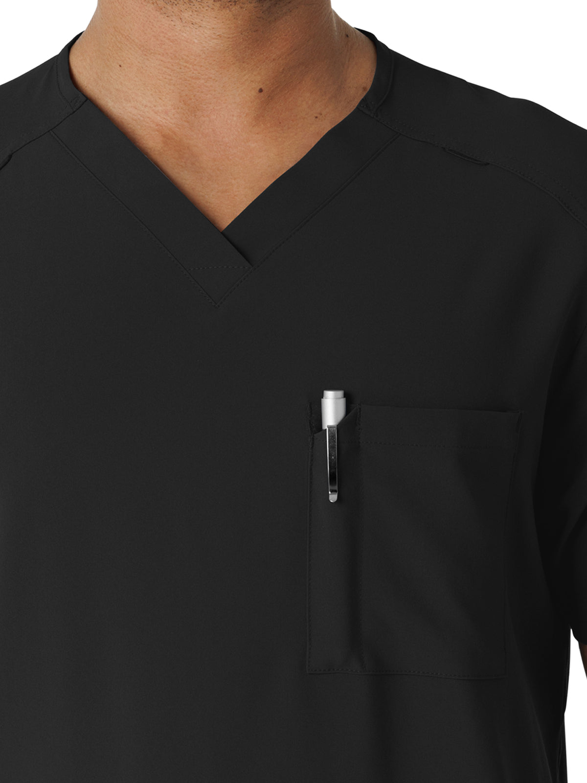 Men's V-Neck 5-Pocket Scrub Top - 6834 - Black