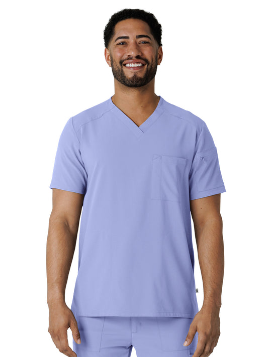 Men's V-Neck 5-Pocket Scrub Top - 6834 - Ceil Blue