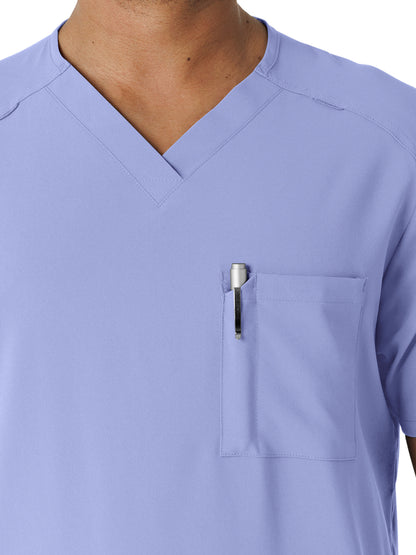 Men's V-Neck 5-Pocket Scrub Top - 6834 - Ceil Blue