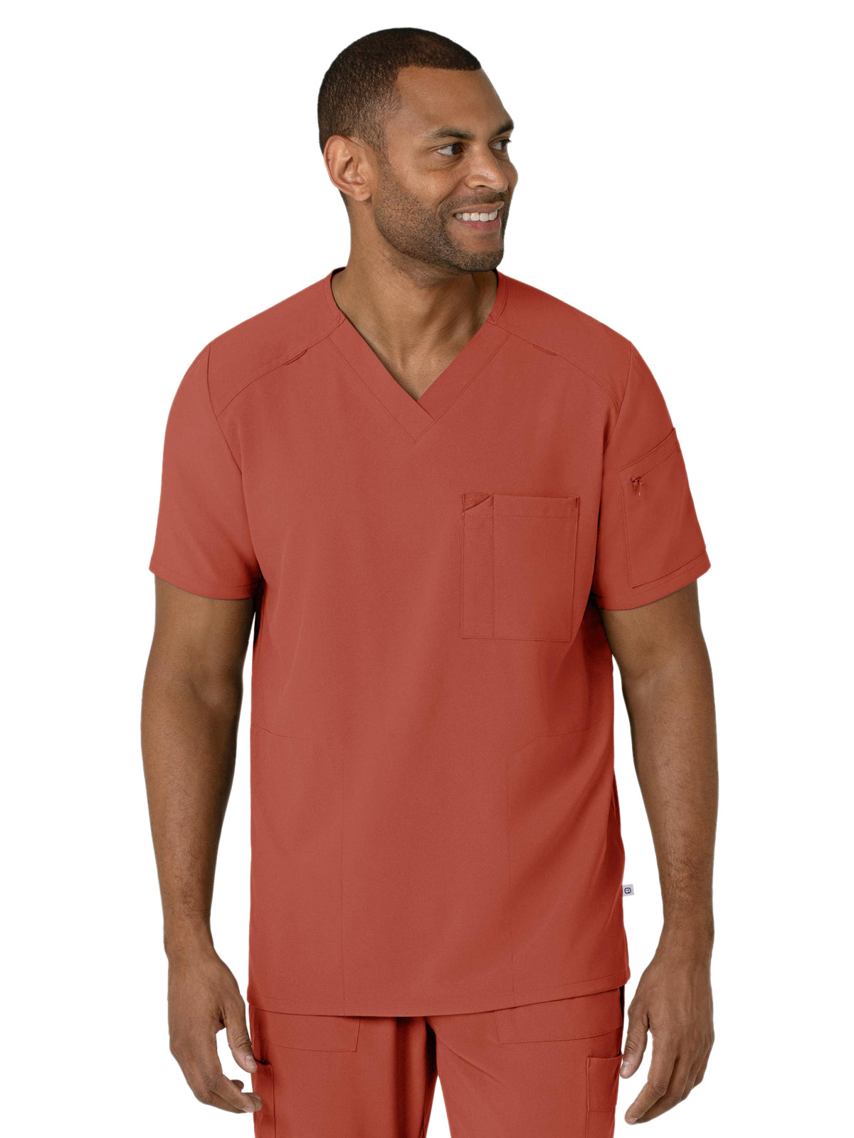 Men's V-Neck 5-Pocket Scrub Top - 6834 - Mineral Red