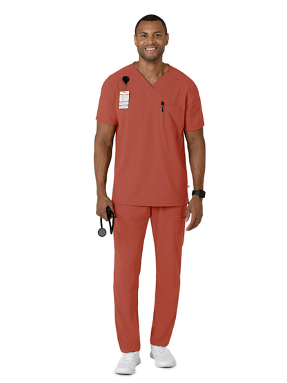 Men's V-Neck 5-Pocket Scrub Top - 6834 - Mineral Red