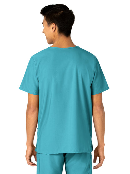 Unisex 4-Pocket V-Neck Top - 6855 - Teal Blue