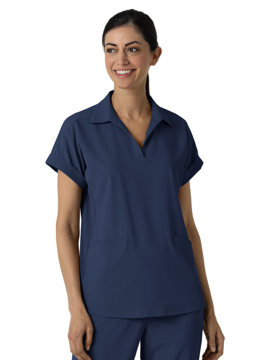 Women’s Two-Pocket Flex-n-Reach Collared Scrub Top - 6934 - Navy