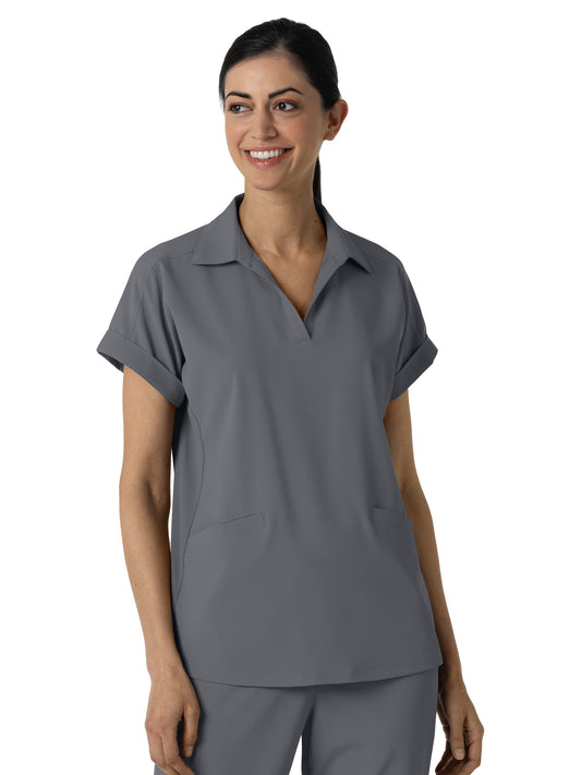 Women’s Two-Pocket Flex-n-Reach Collared Scrub Top - 6934 - Pewter