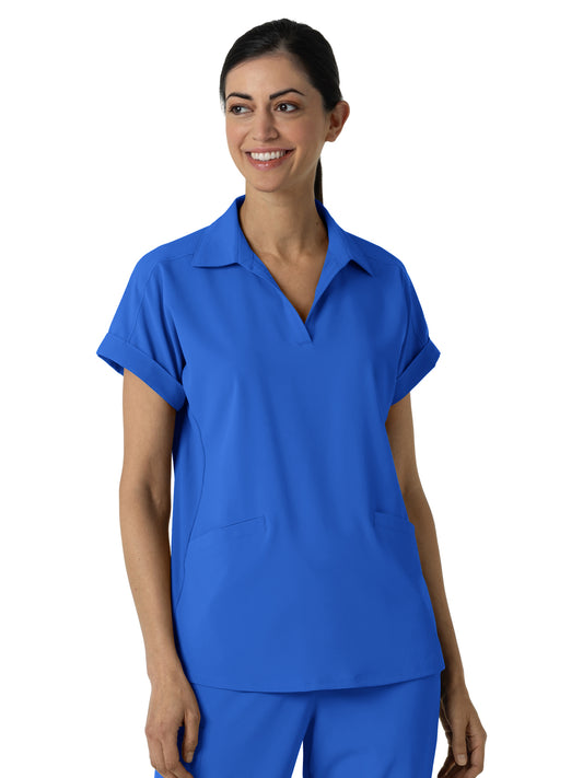 Women’s Two-Pocket Flex-n-Reach Collared Scrub Top - 6934 - Royal