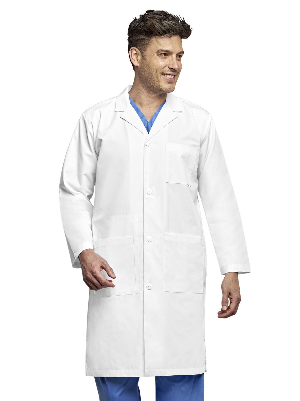 Men's Four-Pocket 42" Full-Length Lab Coat - 7302 - White