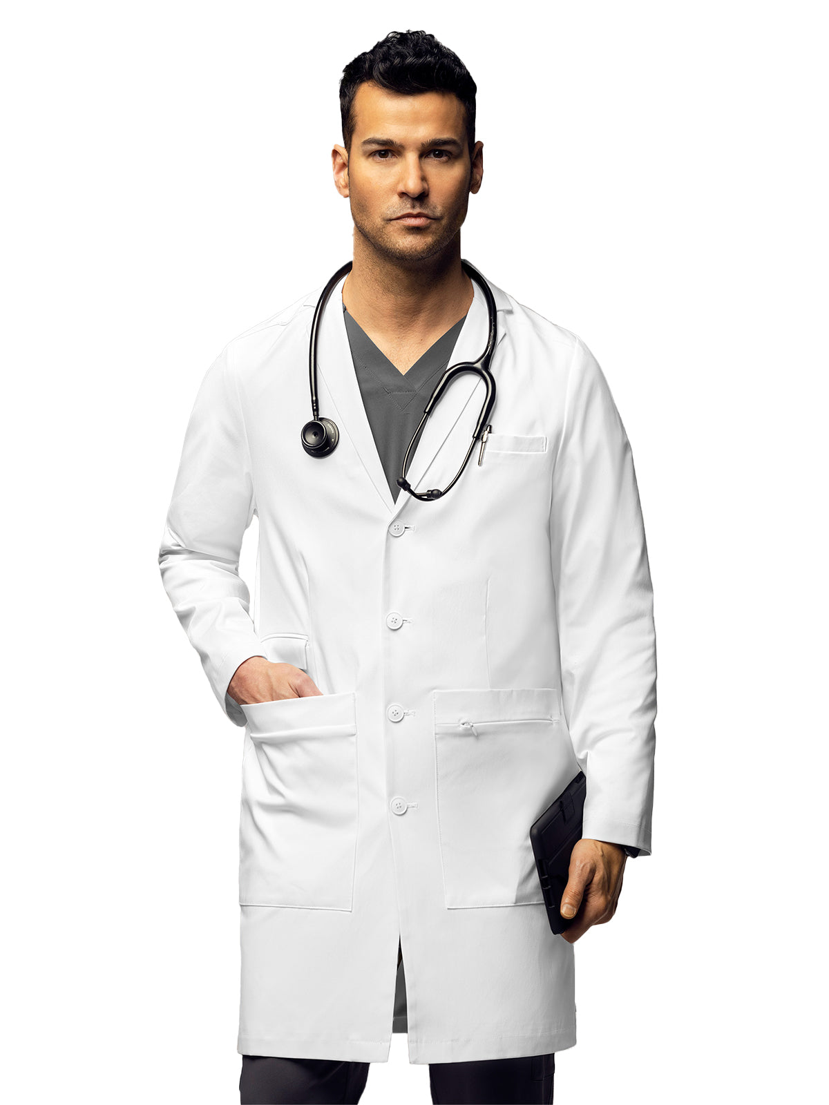Men's Four-Pocket 38" Full-Length Lab Coat - 7372 - White