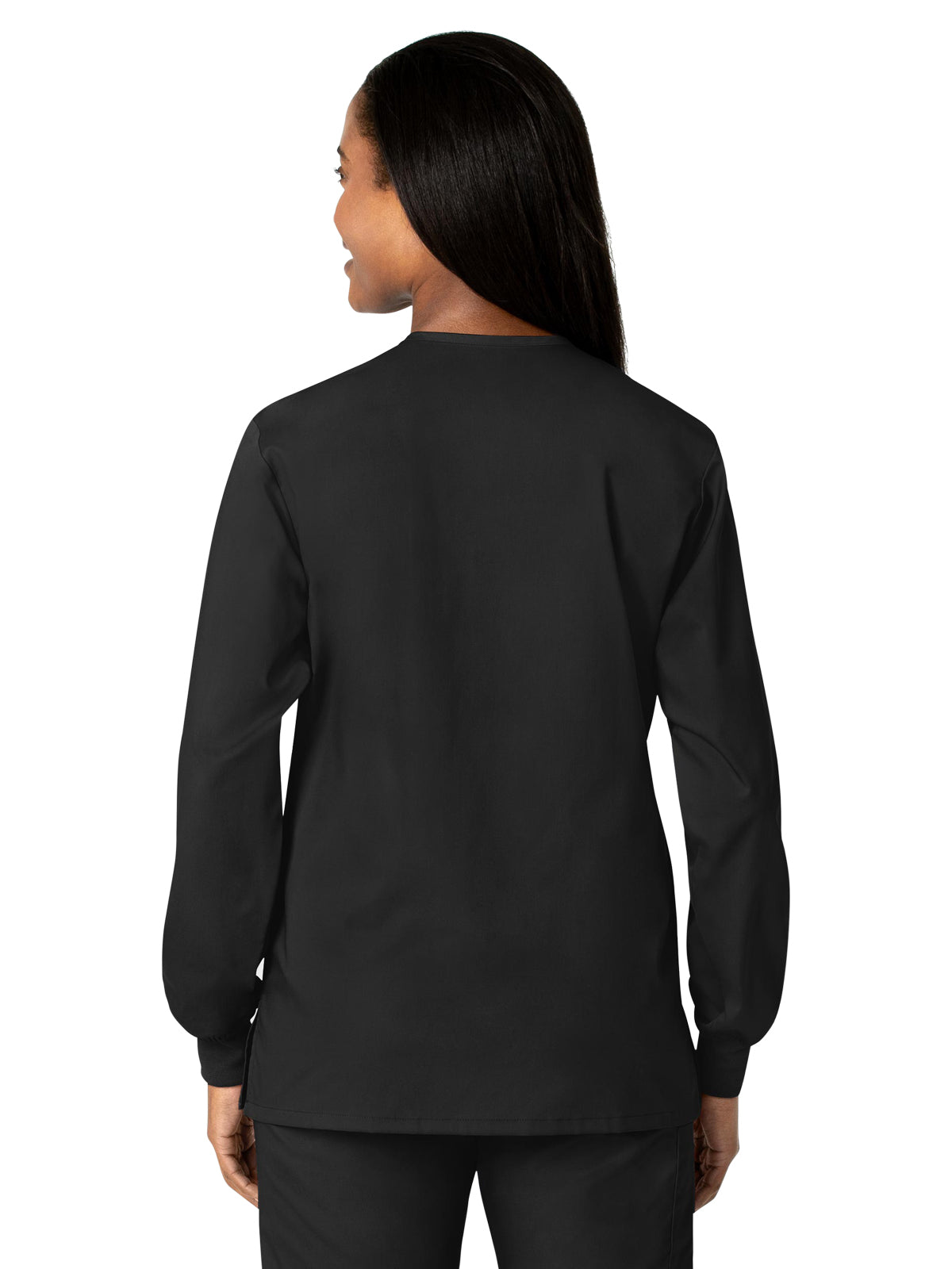 Unisex Five-Pocket Snap Front Scrub Jacket - 800 - Black