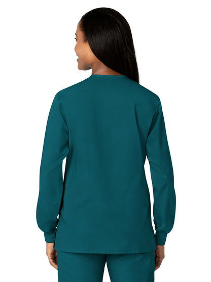 Unisex Five-Pocket Snap Front Scrub Jacket - 800 - Caribbean