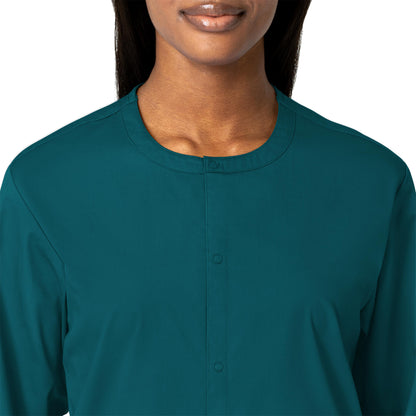 Unisex Five-Pocket Snap Front Scrub Jacket - 800 - Caribbean