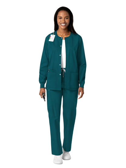 Unisex Five-Pocket Snap Front Scrub Jacket - 800 - Caribbean