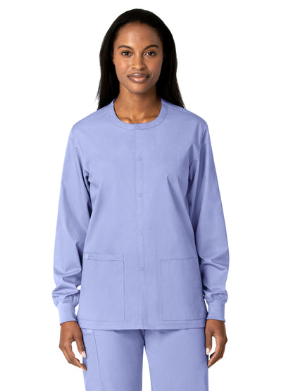 Unisex Five-Pocket Snap Front Scrub Jacket - 800 - Ceil Blue