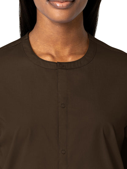 Unisex Five-Pocket Snap Front Scrub Jacket - 800 - Chocolate