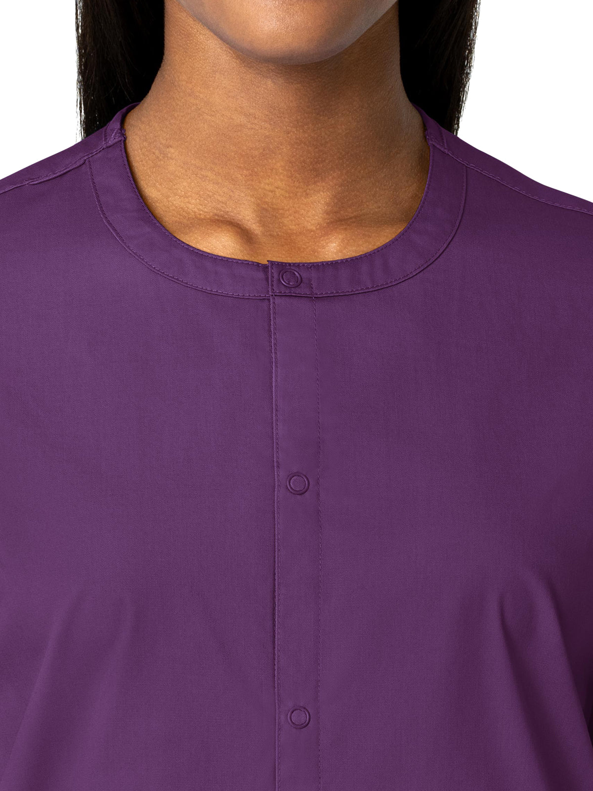 Unisex Five-Pocket Snap Front Scrub Jacket - 800 - Eggplant