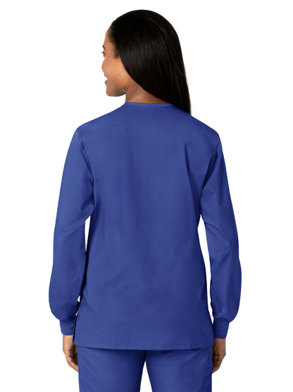 Unisex Five-Pocket Snap Front Scrub Jacket - 800 - Galaxy Blue