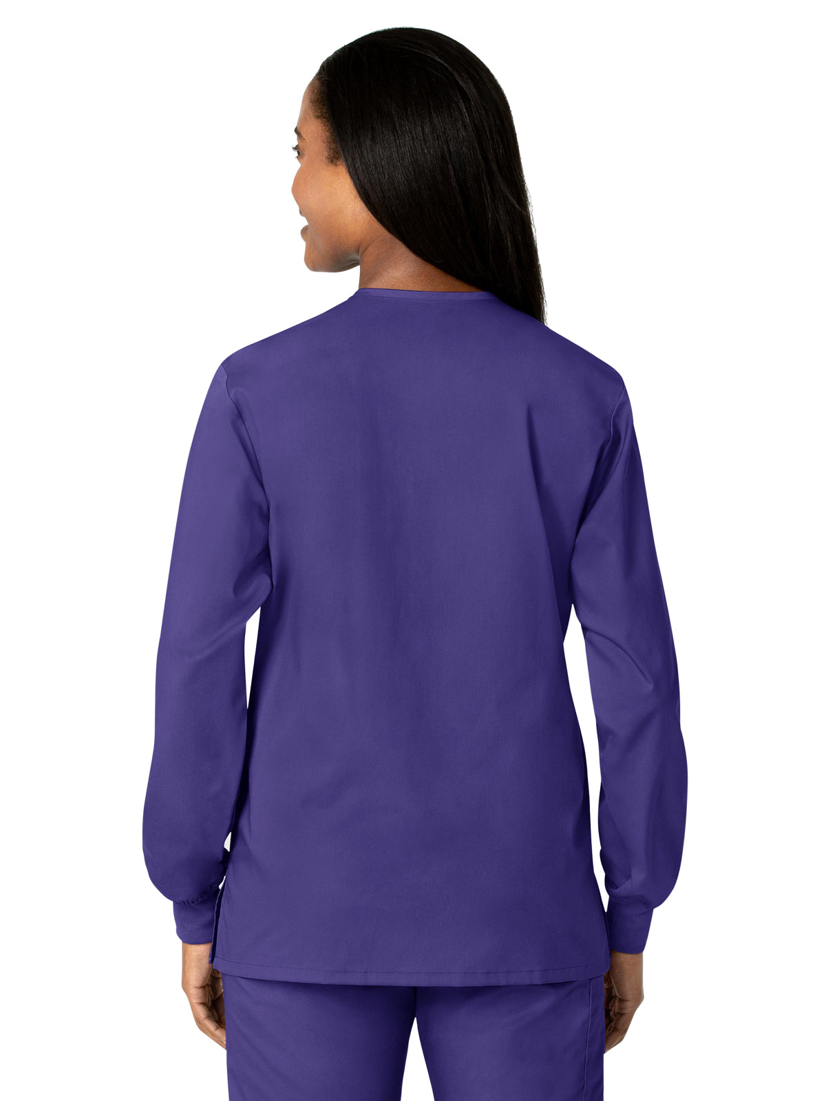 Unisex Five-Pocket Snap Front Scrub Jacket - 800 - Grape