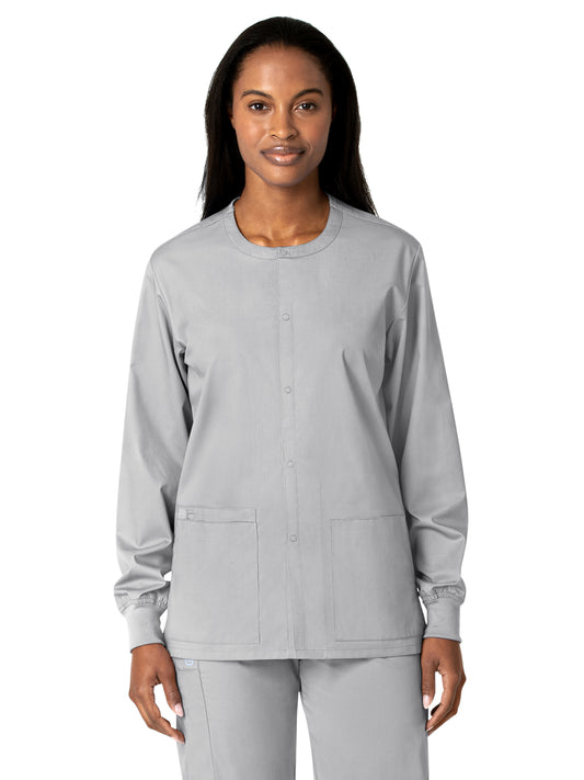 Unisex Five-Pocket Snap Front Scrub Jacket - 800 - Grey