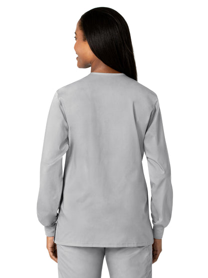 Unisex Five-Pocket Snap Front Scrub Jacket - 800 - Grey