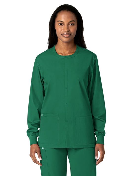 Unisex Five-Pocket Snap Front Scrub Jacket - 800 - Hunter