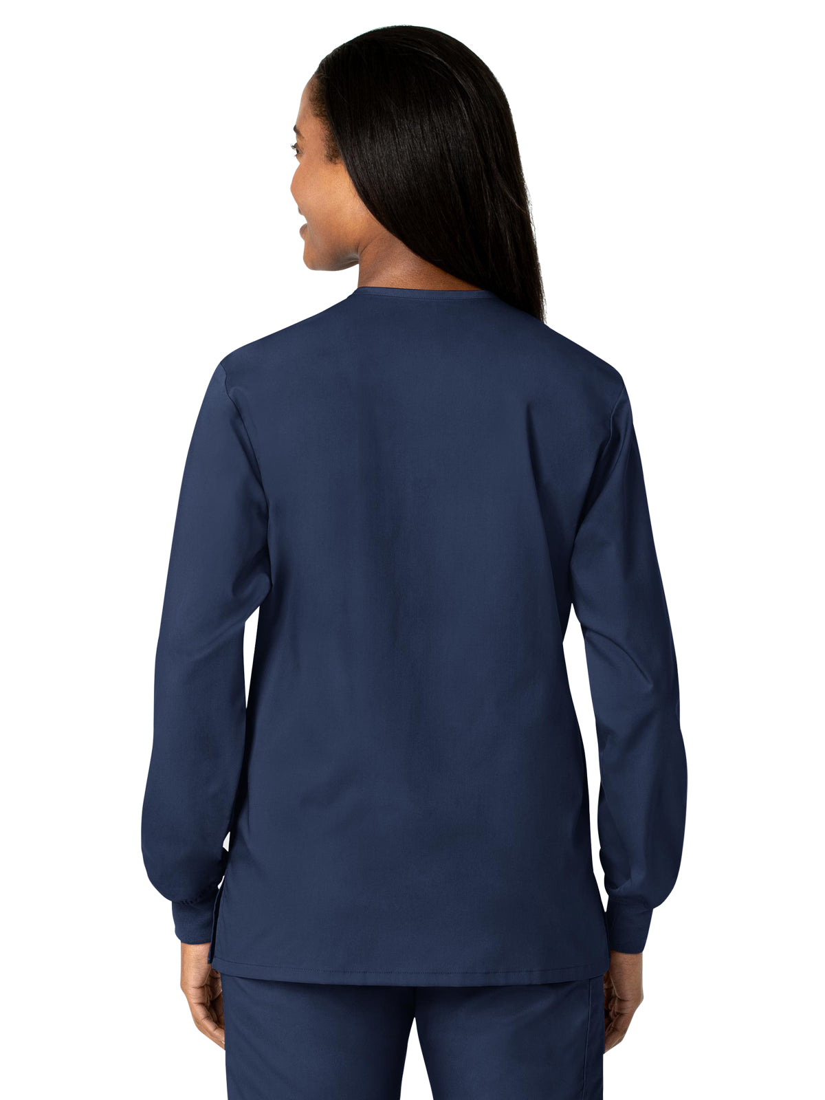 Unisex Five-Pocket Snap Front Scrub Jacket - 800 - Navy