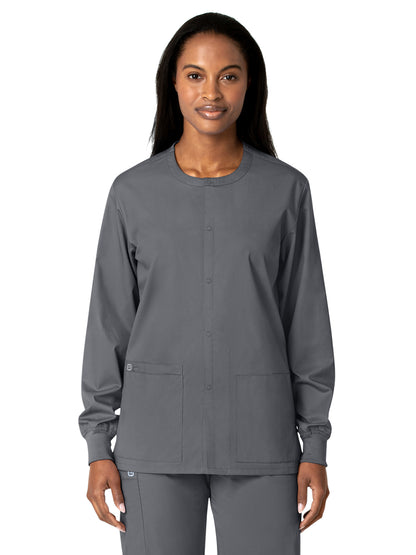 Unisex Five-Pocket Snap Front Scrub Jacket - 800 - Pewter