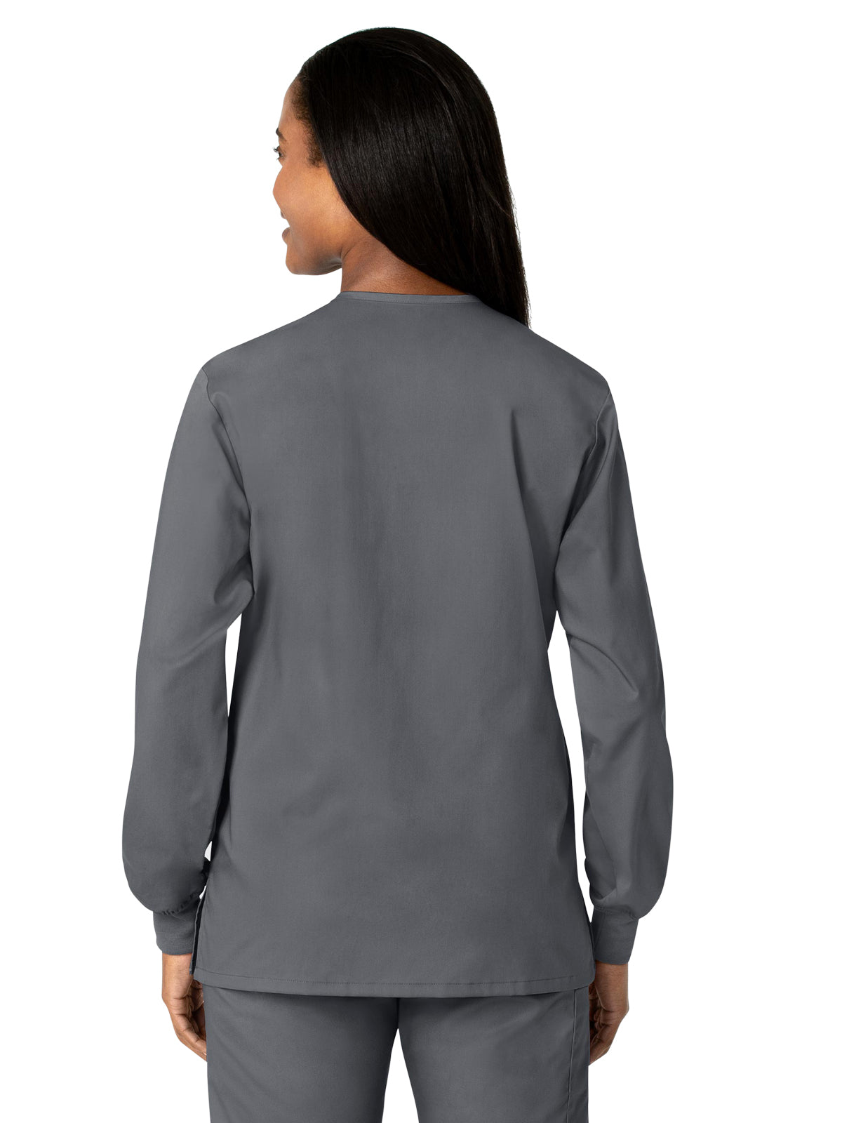 Unisex Five-Pocket Snap Front Scrub Jacket - 800 - Pewter