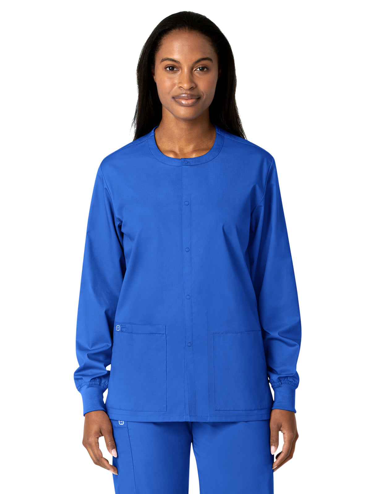 Unisex Five-Pocket Snap Front Scrub Jacket - 800 - Royal