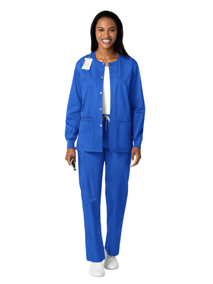 Unisex Five-Pocket Snap Front Scrub Jacket - 800 - Royal