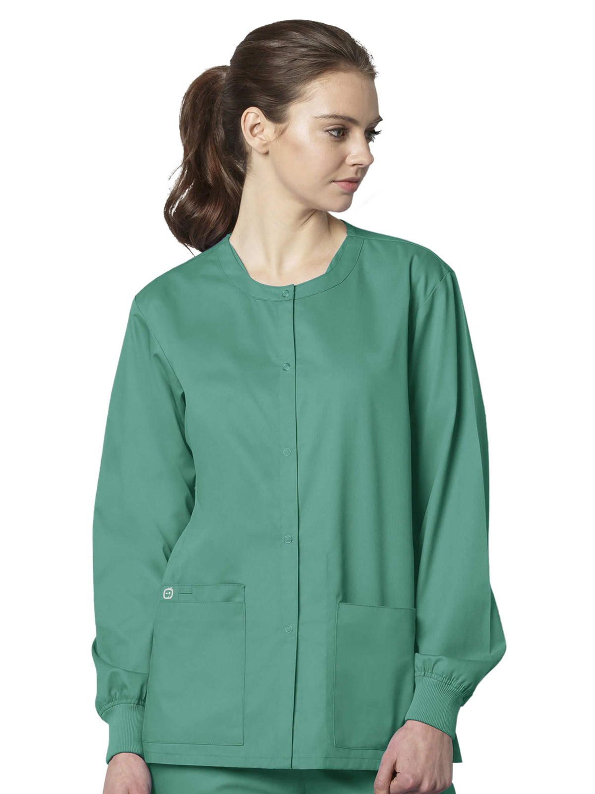 Unisex Five-Pocket Snap Front Scrub Jacket - 800 - Surgical Green