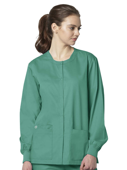 Unisex Five-Pocket Snap Front Jacket - 800 - Surgical Green
