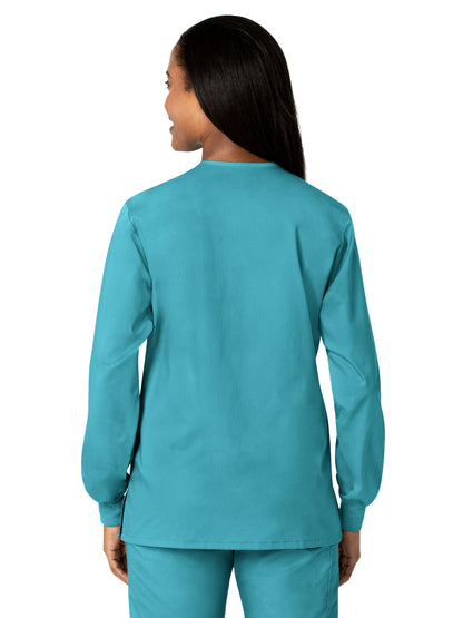 Unisex Five-Pocket Snap Front Scrub Jacket - 800 - Teal