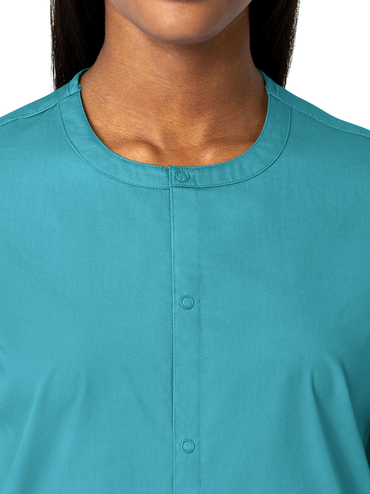 Unisex Five-Pocket Snap Front Scrub Jacket - 800 - Teal