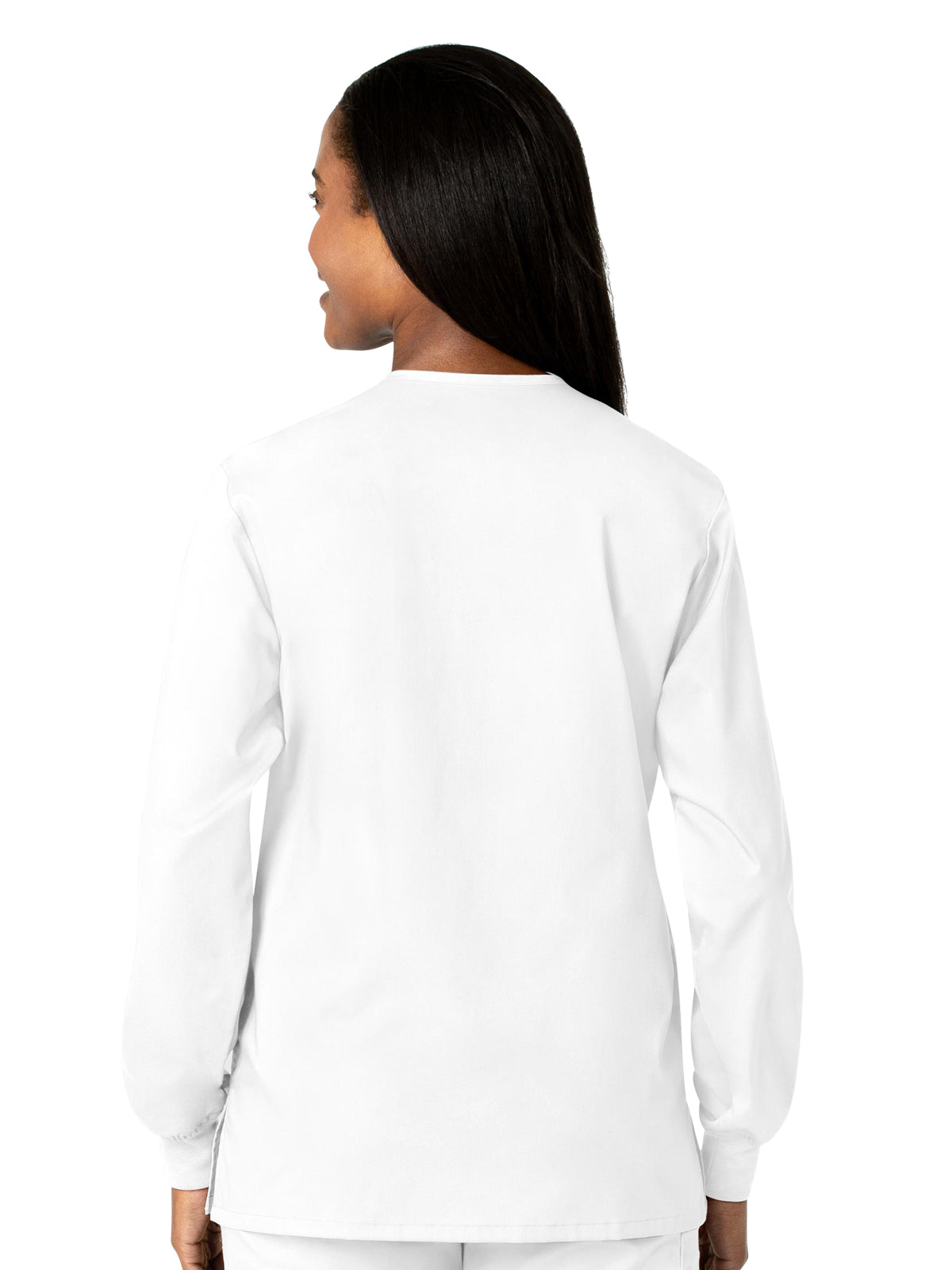 Unisex Five-Pocket Snap Front Scrub Jacket - 800 - White