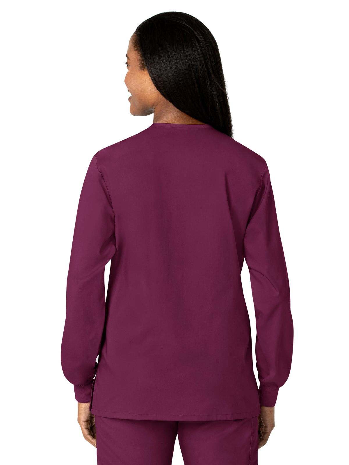 Unisex Five-Pocket Snap Front Scrub Jacket - 800 - Wine