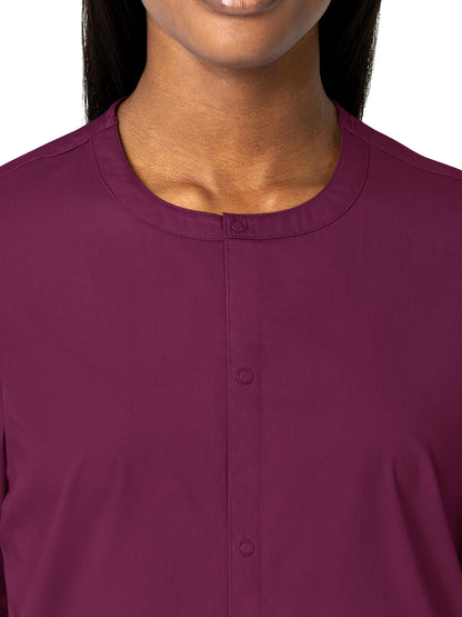 Unisex Five-Pocket Snap Front Scrub Jacket - 800 - Wine