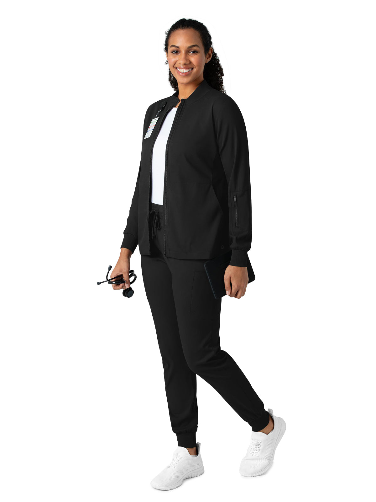 Women's Four-Pocket Warm-Up Jacket - 8151 - Black