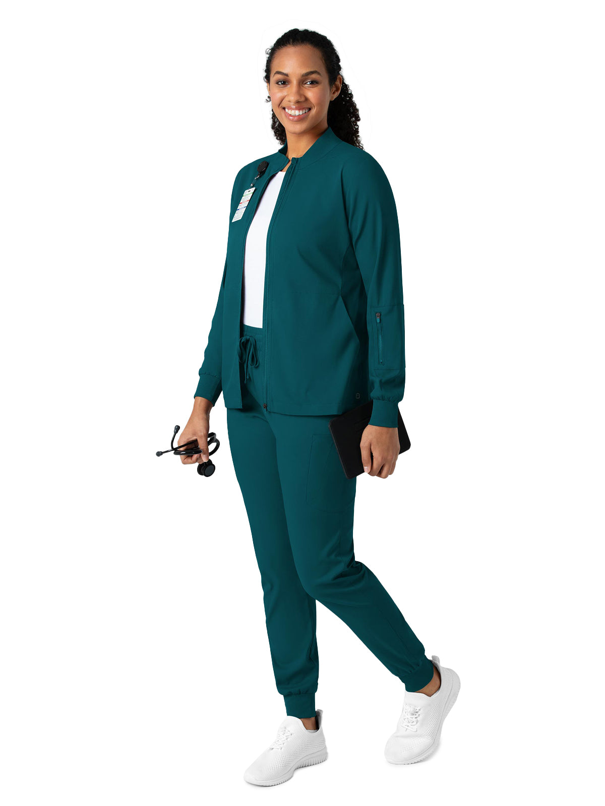 Women's Four-Pocket Warm-Up Jacket - 8151 - Caribbean