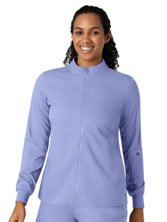 Women's Four-Pocket Warm-Up Jacket - 8151 - Ceil Blue